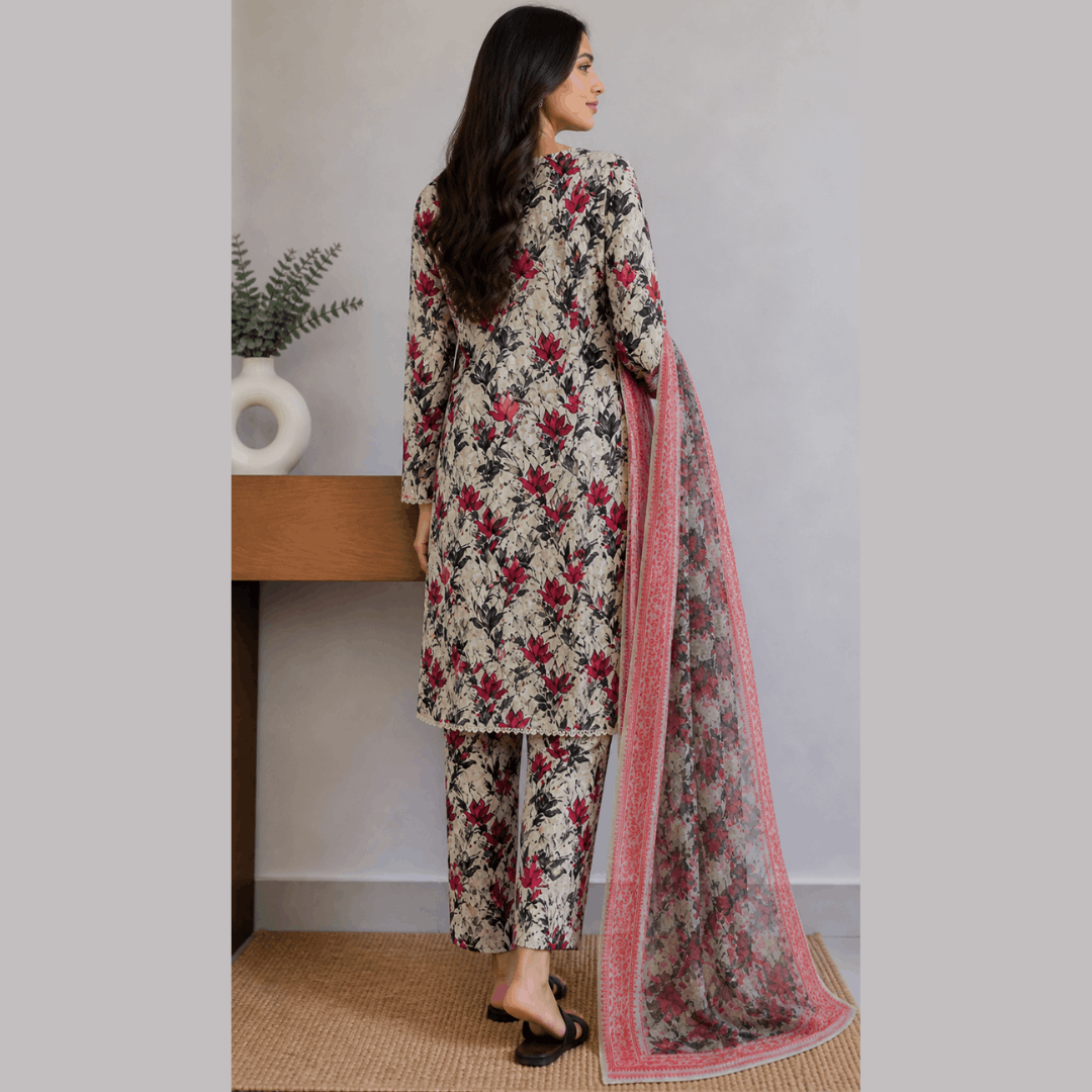 Breeza Digital Printed 3PC Ready to Wear Design No- 7506 - PK