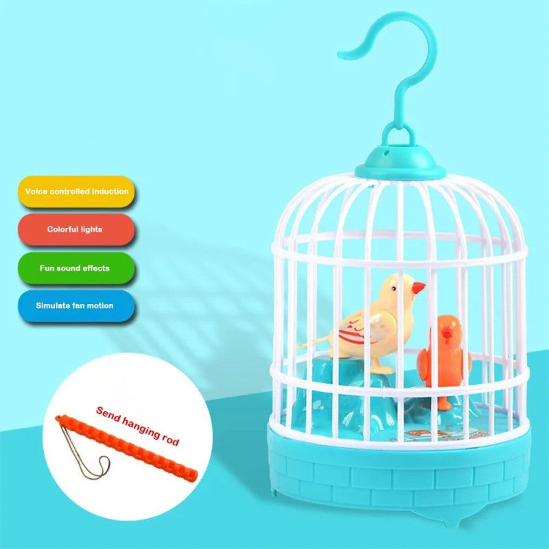 Mini Bird cage for kids-realistic sound Induction -swing my wings-sparrow cage-works on battery