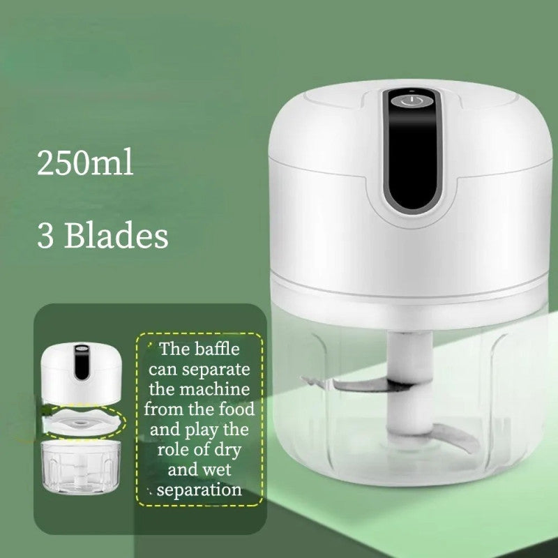 Rechargeable Mini Electric Chopper – Stainless Steel Blades, Easy One Touch Operation,