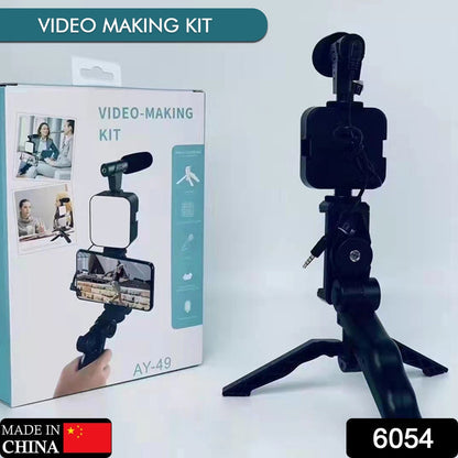 Vlogging Kit – Mini Tripod, Mic & LED Light for Video Making