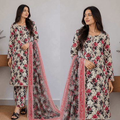 Breeza Digital Printed 3PC Ready to Wear Design No- 7506 - PK