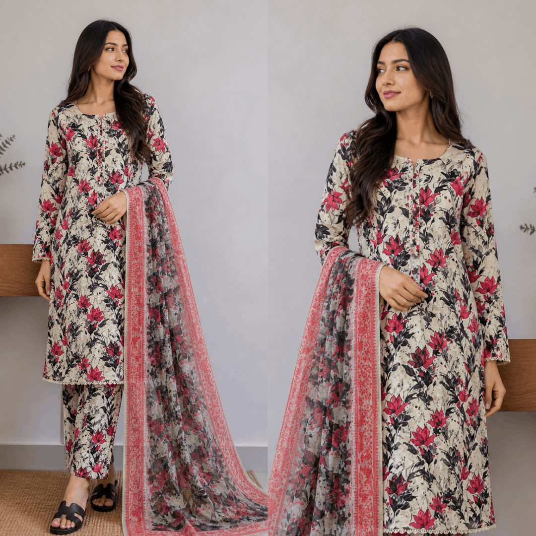 Breeza Digital Printed 3PC Ready to Wear Design No- 7506