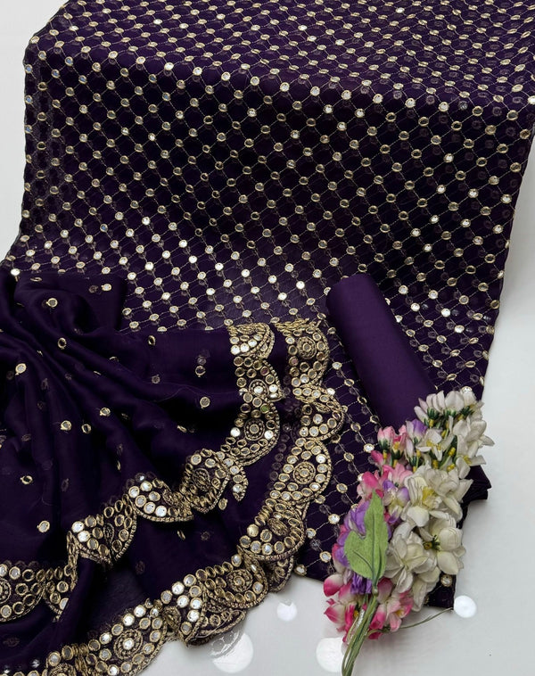 Hibha BHUKARI  9mm Golden Pani Mirror -Purple