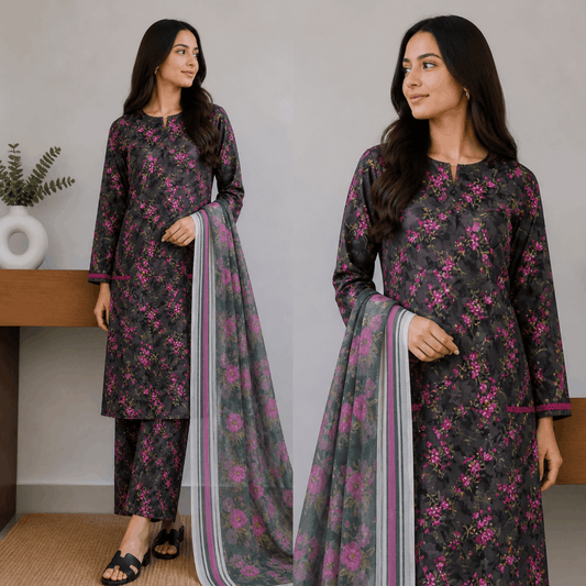 Breeza Digital Printed 3PC Ready to Wear Design No- 7508