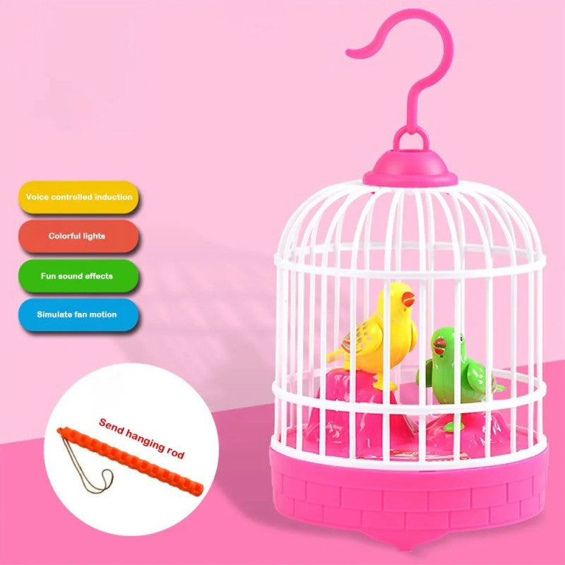 Mini Bird cage for kids-realistic sound Induction -swing my wings-sparrow cage-works on battery