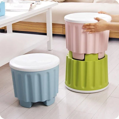 1 peaice Storage Stool Plastic Large Capacity Stackable Storage Box Footstool