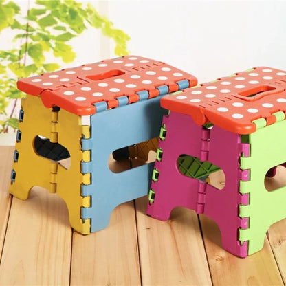 Folding Step Stool Plastic Durable Easy Foldable Plastic Chair (Random Colour)