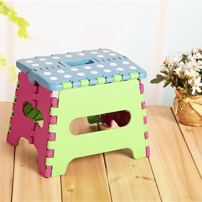Folding Step Stool Plastic Durable Easy Foldable Plastic Chair (Random Colour)