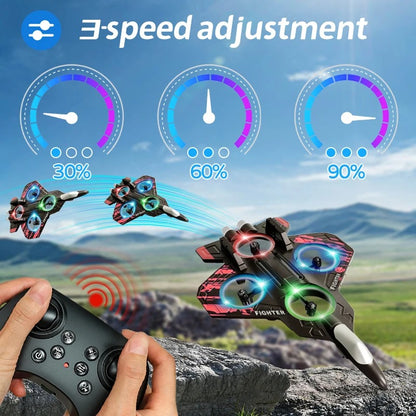 Fighter Plane Remote Control Aircraft High Speed LED Lights Rechargeable Battery