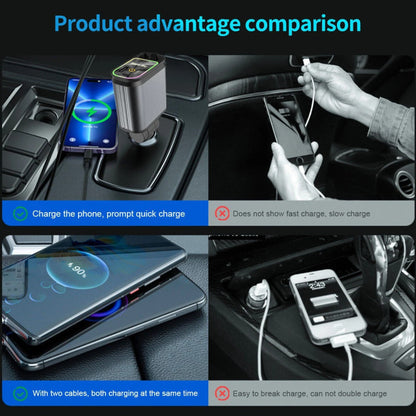 Retractable Car Charger with Starlight, 4 in 1 Fast Charging
