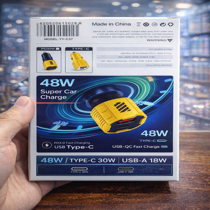Car Charger Yellow 48W A+C Car Shu Box Packing