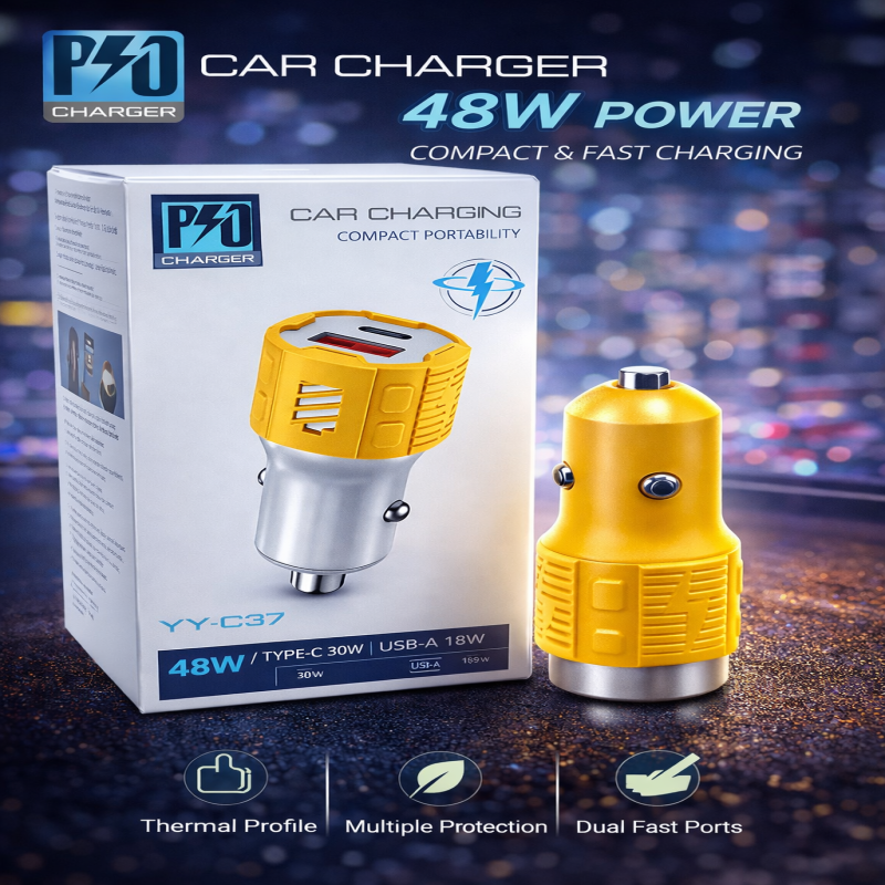 Car Charger Yellow 48W A+C Car Shu Box Packing