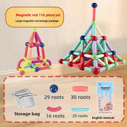 25 PCS Magnetic Toys Building Blocks Magnet Balls and Rods Set