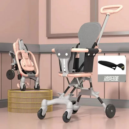 Baby Stroller, Foldable Four-Wheeled Child Stroller, Lightly and Easily Foldable