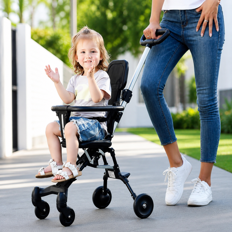 Baby Stroller, Foldable Four-Wheeled Child Stroller, Lightly and Easily Foldable