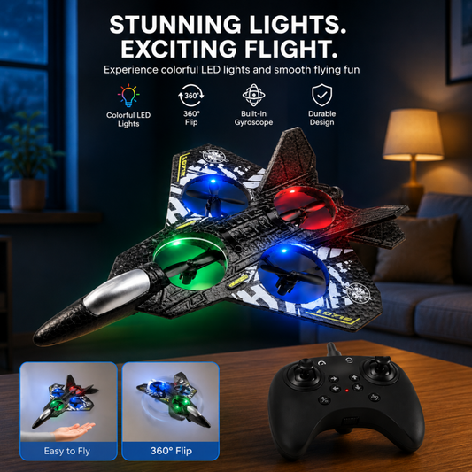 Fighter Plane Remote Control Aircraft High Speed LED Lights Rechargeable Battery