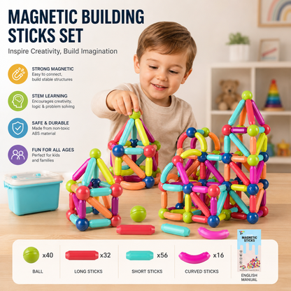 25 PCS Magnetic Toys Building Blocks Magnet Balls and Rods Set