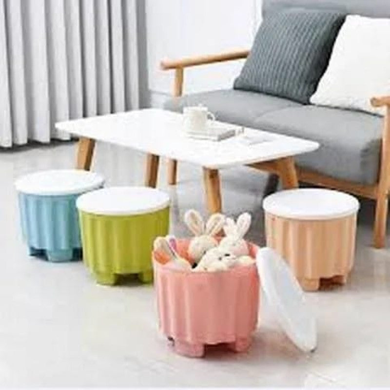 1 peaice Storage Stool Plastic Large Capacity Stackable Storage Box Footstool