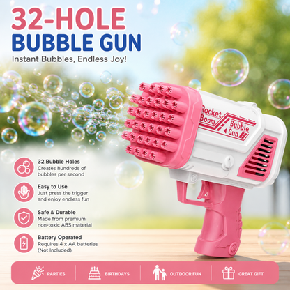 Bubble Machine for Kids, 32 Hole Rocket Boom