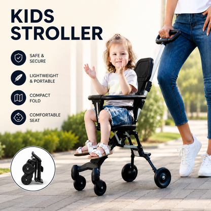 Baby Stroller, Foldable Four-Wheeled Child Stroller, Lightly and Easily Foldable