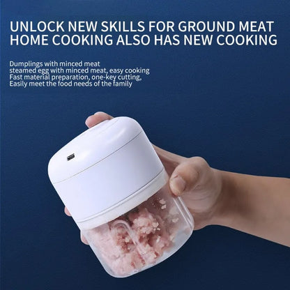 Rechargeable Mini Electric Chopper – Stainless Steel Blades, Easy One Touch Operation,
