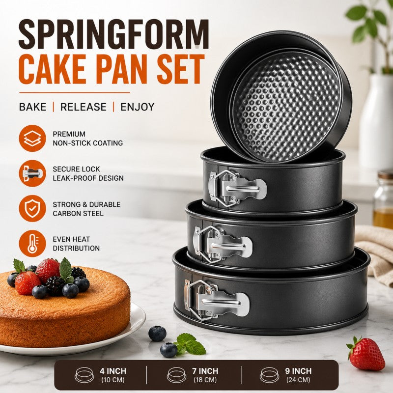 3 Piece Round Shape Nonstick Cake Baking