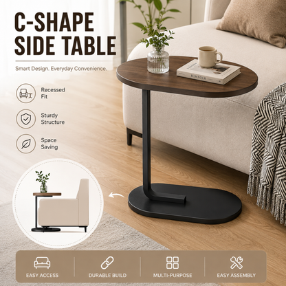 Oval Shaped 'C' Shaped Sofa Side Table Laptop Table Coffee Table