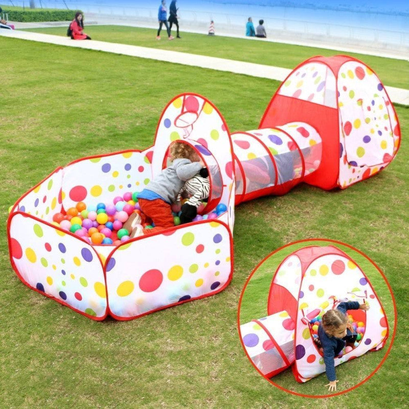 3 in 1 Kids Pop up Play Tent Crawl Tunnel Set Ball Pit Tent Playhouse Indoor Outdoor Toys