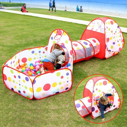 3 in 1 Kids Pop up Play Tent Crawl Tunnel Set Ball Pit Tent Playhouse Indoor Outdoor Toys