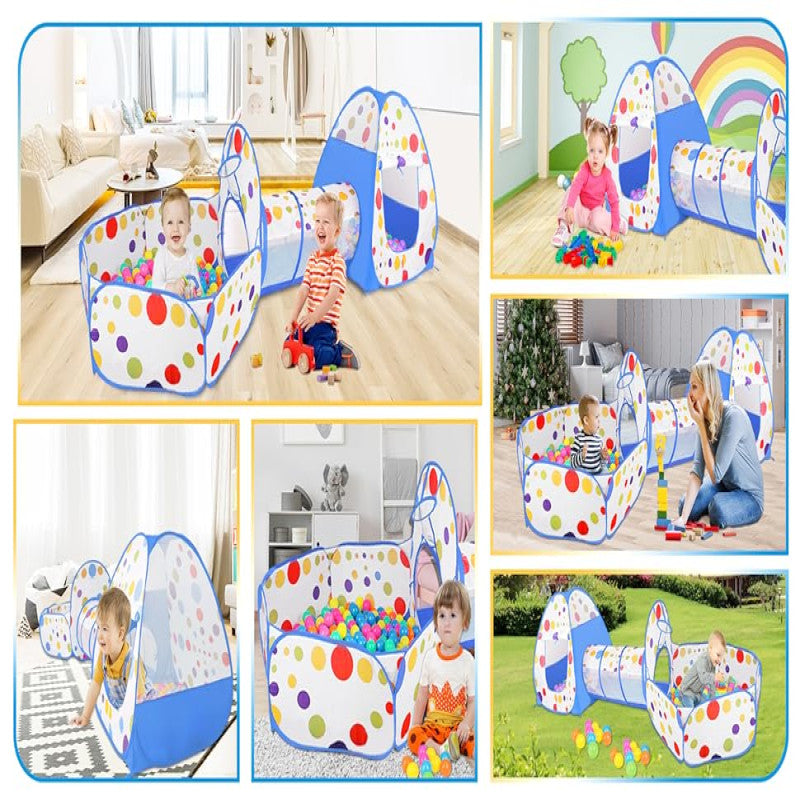 3 in 1 Kids Pop up Play Tent Crawl Tunnel Set Ball Pit Tent Playhouse Indoor Outdoor Toys