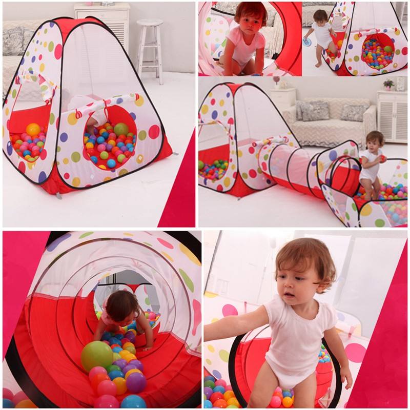 3 in 1 Kids Pop up Play Tent Crawl Tunnel Set Ball Pit Tent Playhouse Indoor Outdoor Toys