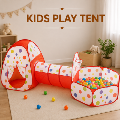 3 in 1 Kids Pop up Play Tent Crawl Tunnel Set Ball Pit Tent Playhouse Indoor Outdoor Toys