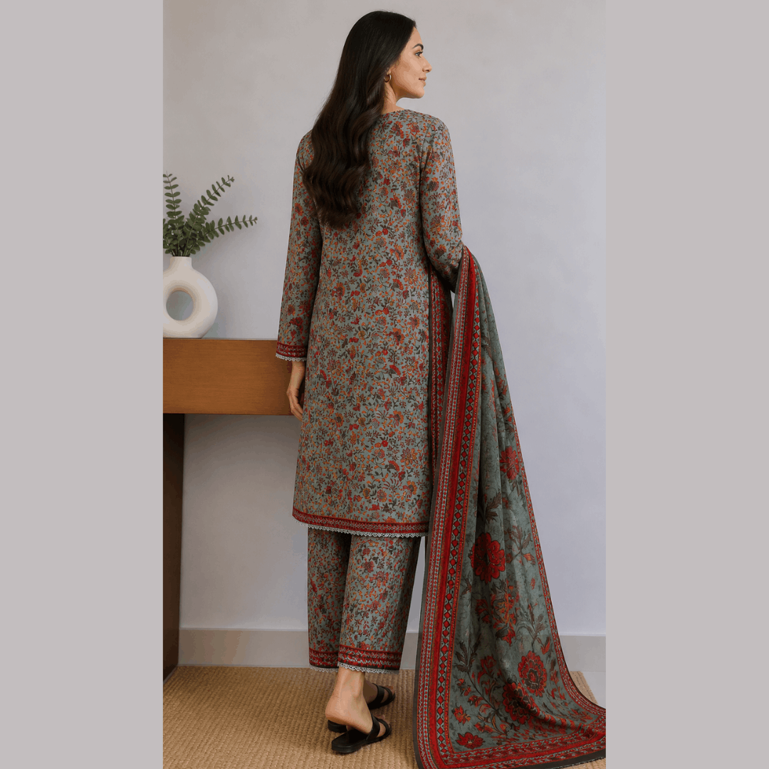 Breeza Digital Printed 3PC Ready to Wear Design No- 7509 - PK