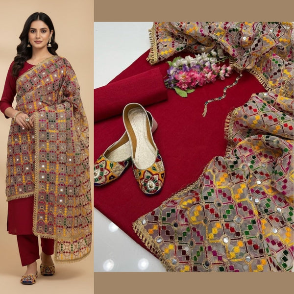Full Heavy Embroidered Gift Pack with Shoes Free D-Mehroon
