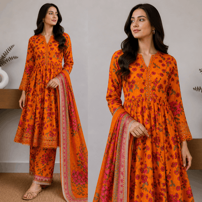 Breeza Digital Printed 3PC Ready to Wear Design No- 7511 - PK