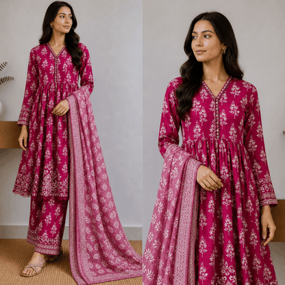 Breeza Digital Printed 3PC Ready to Wear Design No- 7512 - PK
