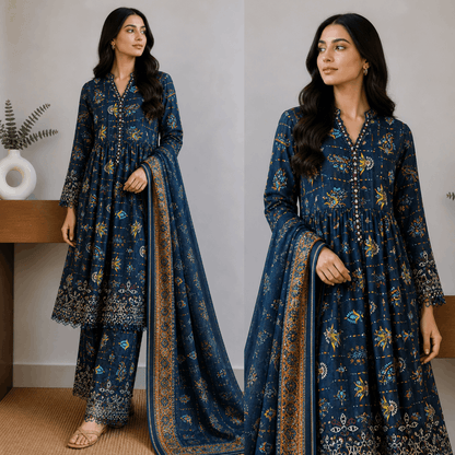 Breeza Digital Printed 3PC Ready to Wear Design No- 7513