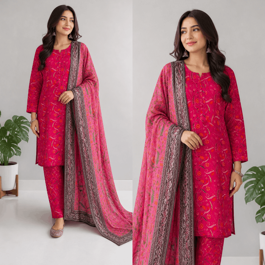Breeza Digital Printed 3PC Ready to Wear Design No- 7514 - PK