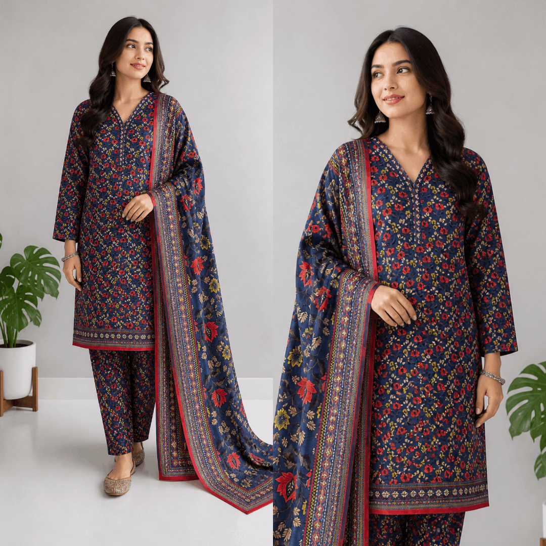 Breeza Digital Printed 3PC Ready to Wear Design No- 7515