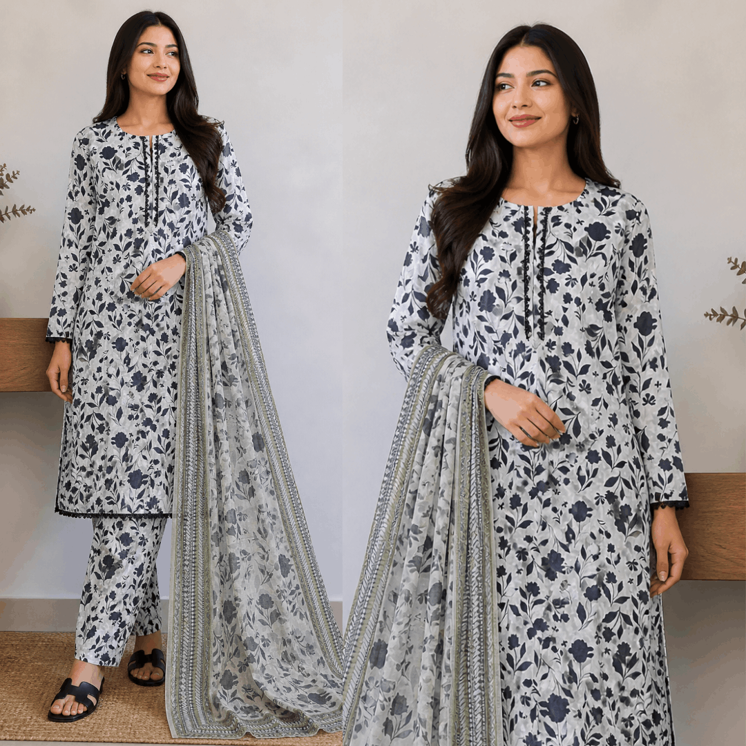 Breeza Digital Printed 3PC Ready to Wear Design No- 7502