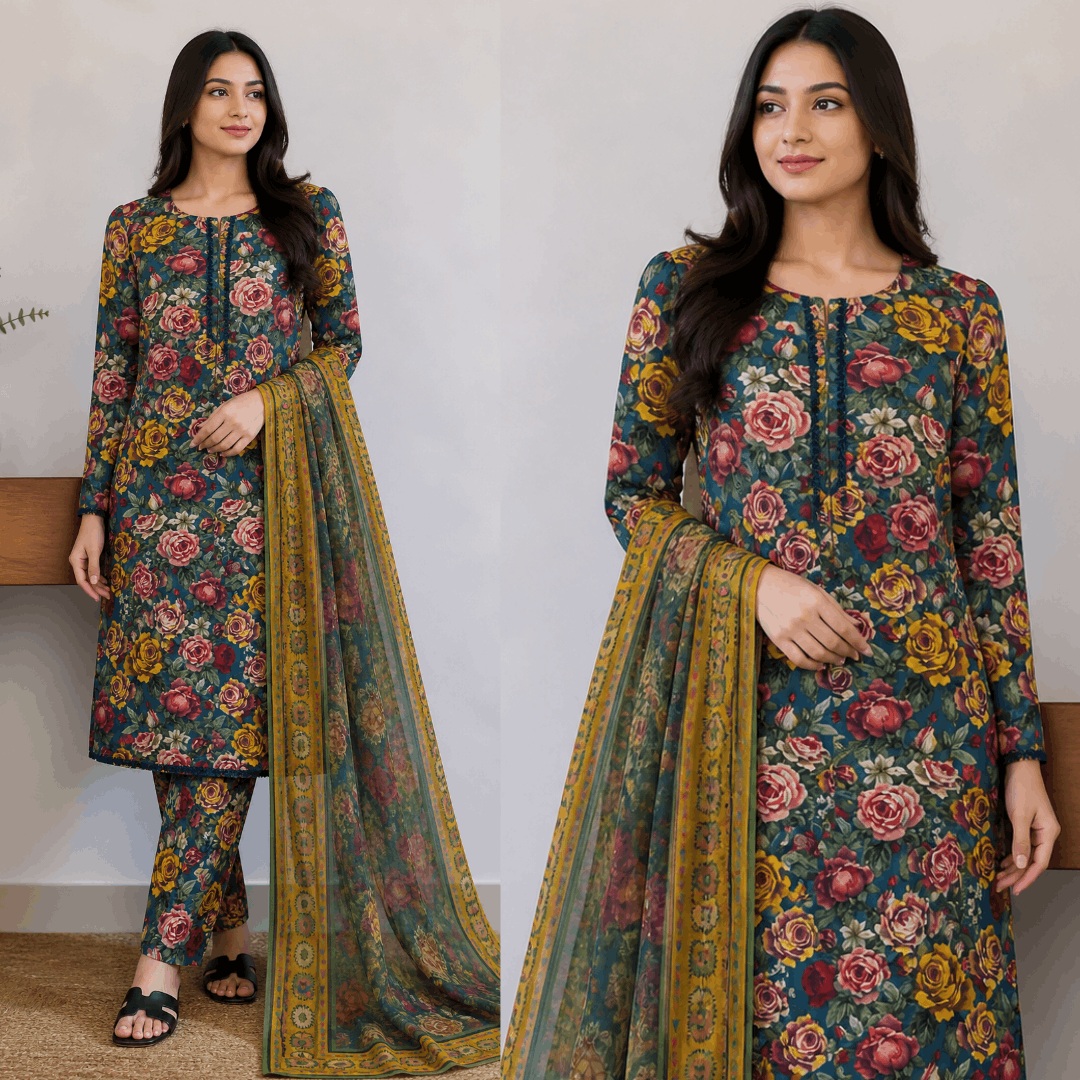 Breeza Digital Printed 3PC Ready to Wear Design No- 7503 - PK