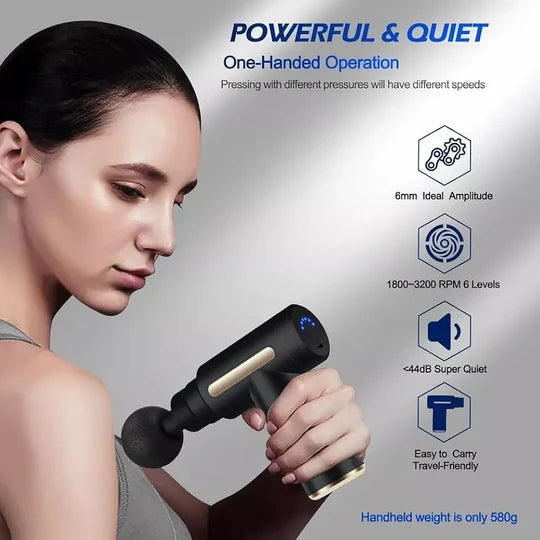 Massage Gun – Portable Deep Tissue Percussion Massager with 6 Speeds
