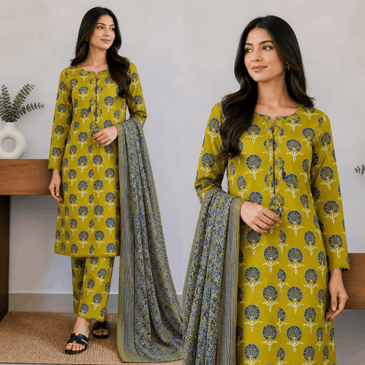 Breeza Digital Printed 3PC Ready to Wear Design No- 7505 - PK
