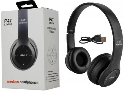 P47 Wireless Headphones Black Fast Charge Battery