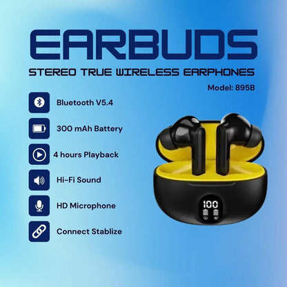 Stereo Earbuds with Touch Control & Bass Sound Black