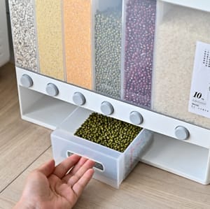 Wall-Mounted Rotating Rice/Cereal Dispenser - 6 Portions